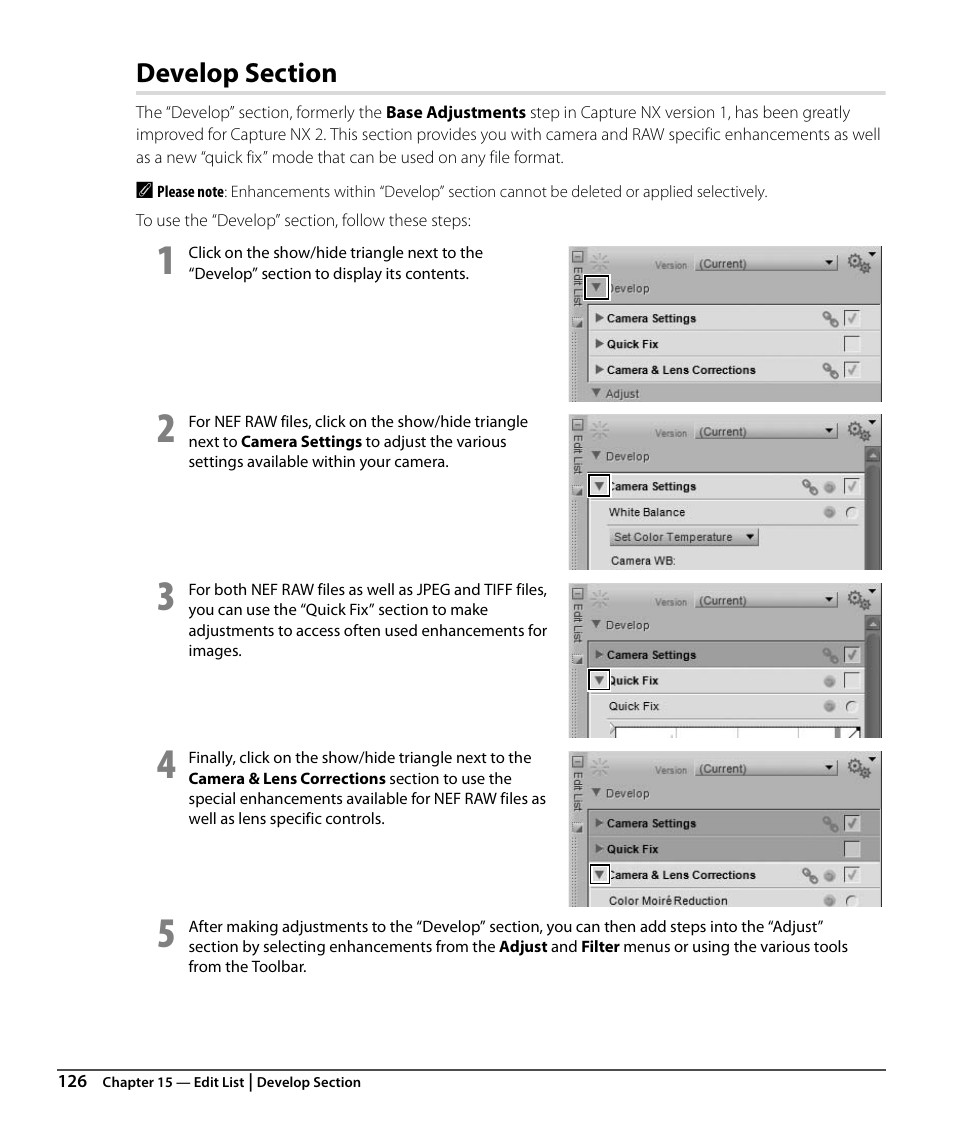 Develop section | Nikon CAPTURE NX2 User Manual | Page 128 / 268