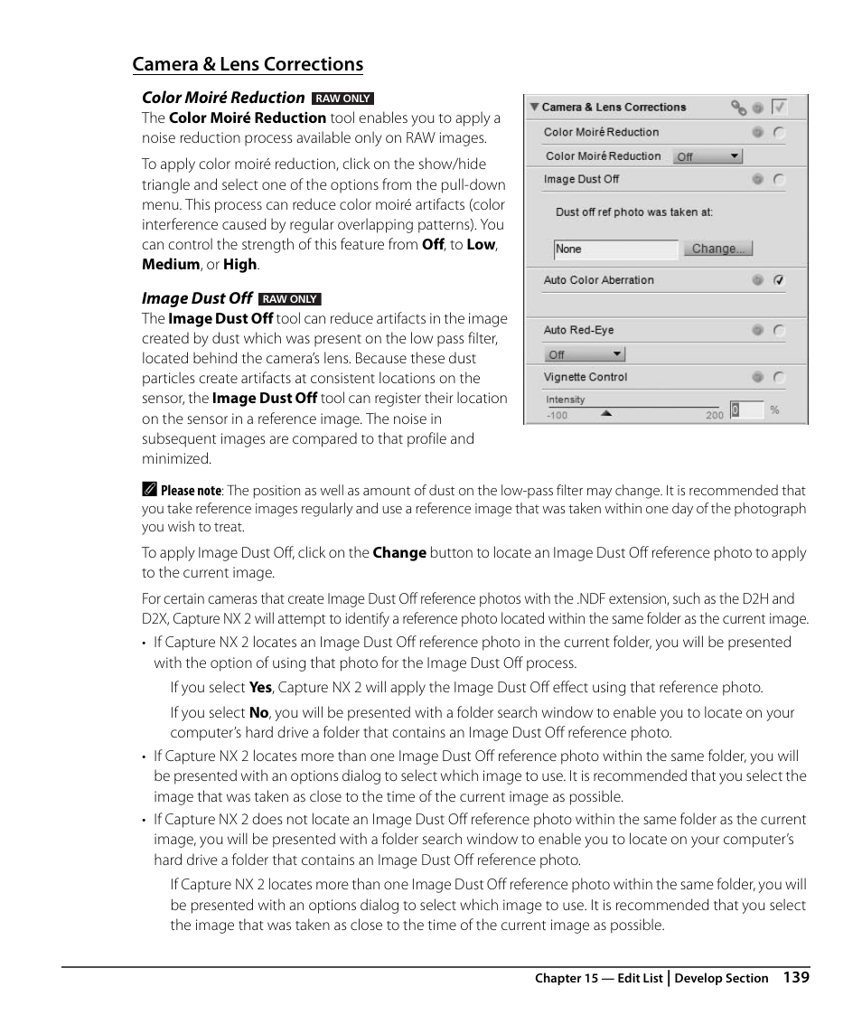 Camera & lens corrections | Nikon CAPTURE NX2 User Manual | Page 141 / 268