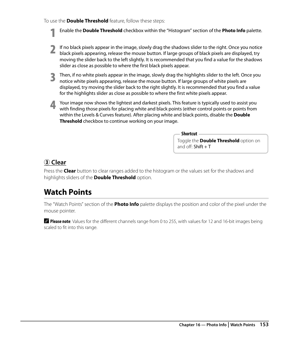 Clear, Watch points | Nikon CAPTURE NX2 User Manual | Page 155 / 268