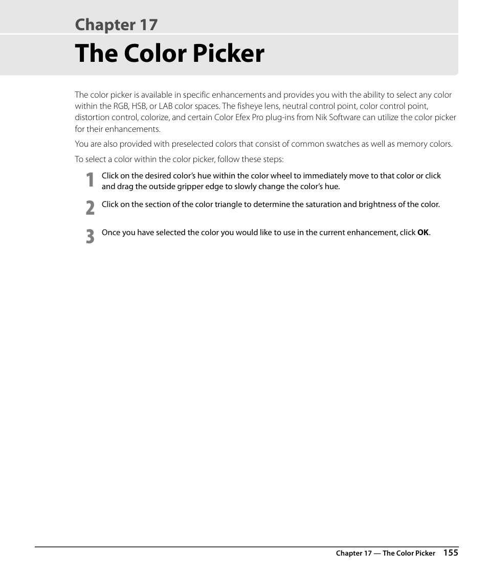 The color picker, Chapter 17 | Nikon CAPTURE NX2 User Manual | Page 157 / 268