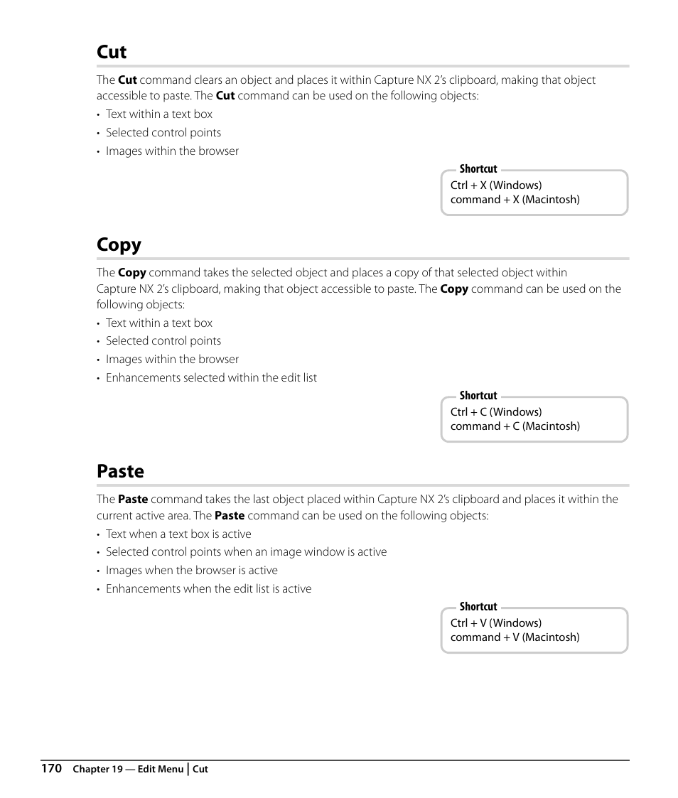 Copy, Paste | Nikon CAPTURE NX2 User Manual | Page 172 / 268