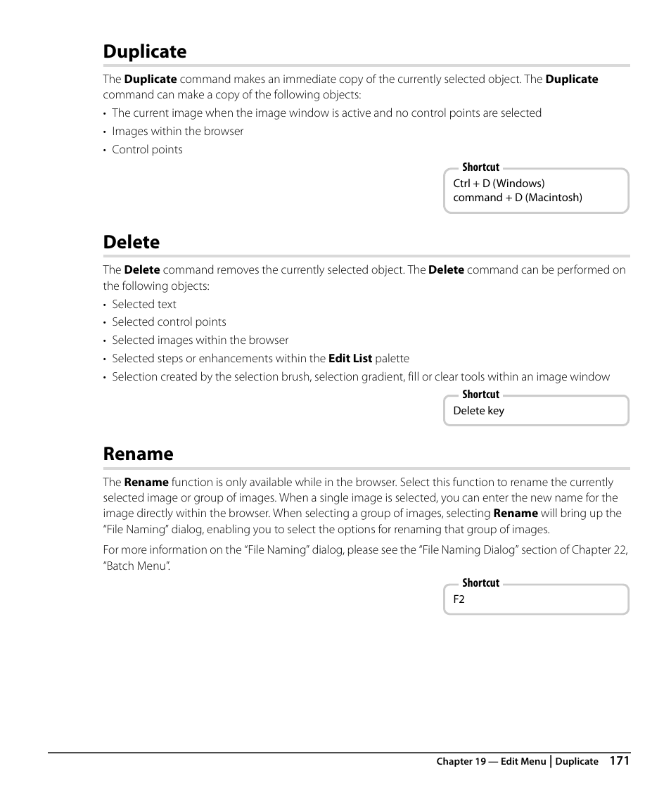 Duplicate, Delete, Rename | Nikon CAPTURE NX2 User Manual | Page 173 / 268