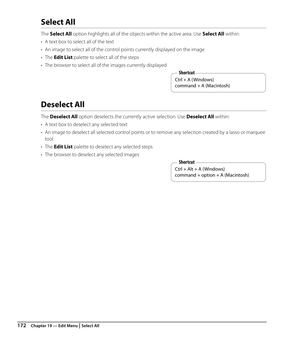 Select all, Deselect all | Nikon CAPTURE NX2 User Manual | Page 174 / 268