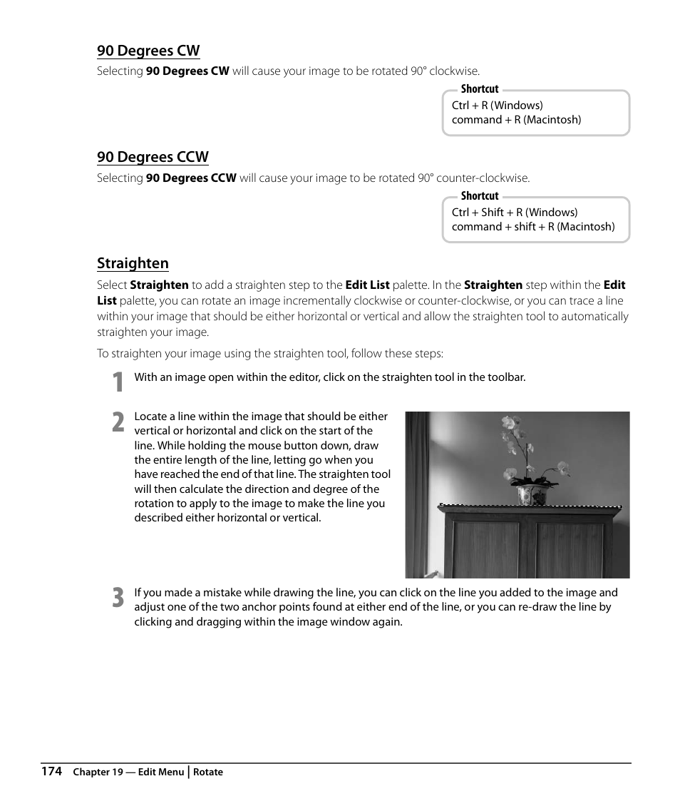 90 degrees cw, 90 degrees ccw, Straighten | Nikon CAPTURE NX2 User Manual | Page 176 / 268