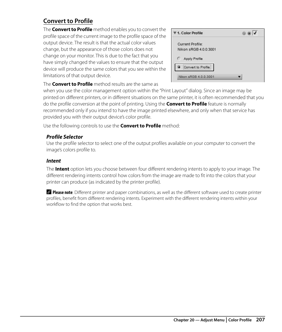 Convert to profile | Nikon CAPTURE NX2 User Manual | Page 209 / 268