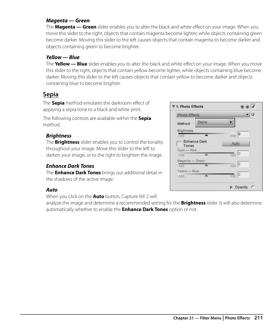 Sepia | Nikon CAPTURE NX2 User Manual | Page 213 / 268