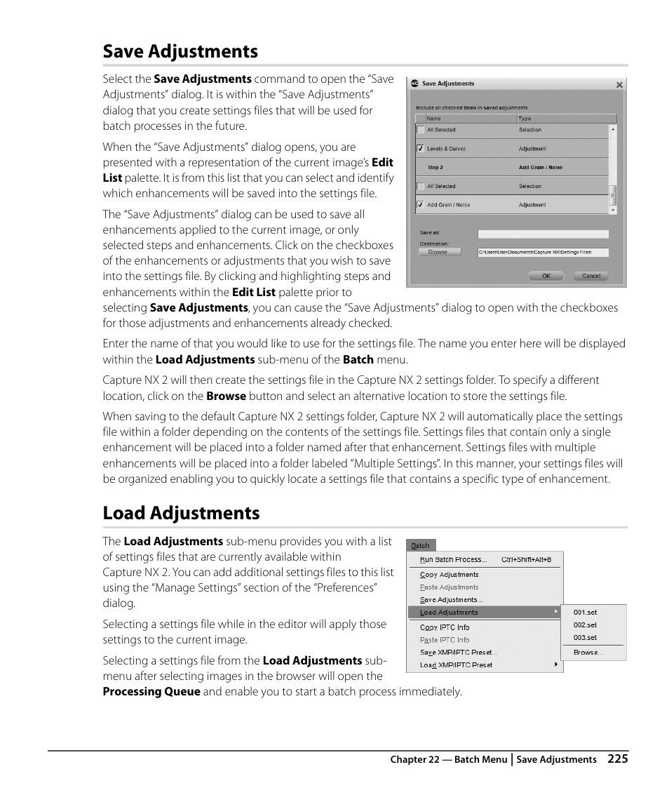 Save adjustments, Load adjustments | Nikon CAPTURE NX2 User Manual | Page 227 / 268