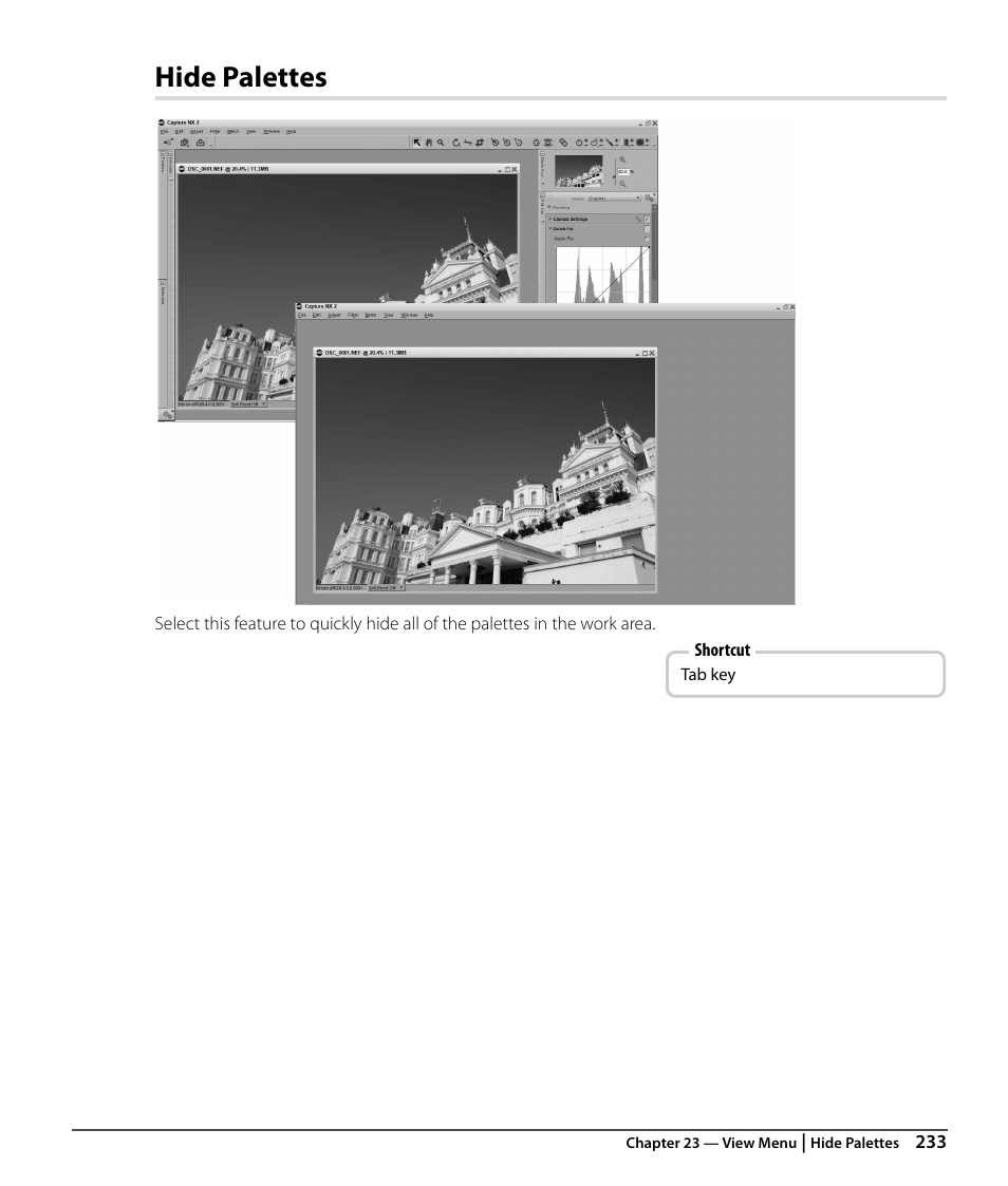 Hide palettes | Nikon CAPTURE NX2 User Manual | Page 235 / 268