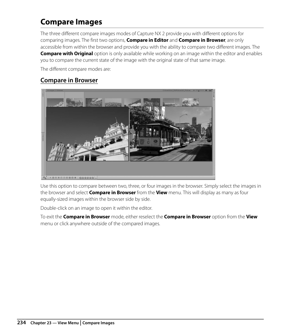 Compare images, Compare in browser | Nikon CAPTURE NX2 User Manual | Page 236 / 268