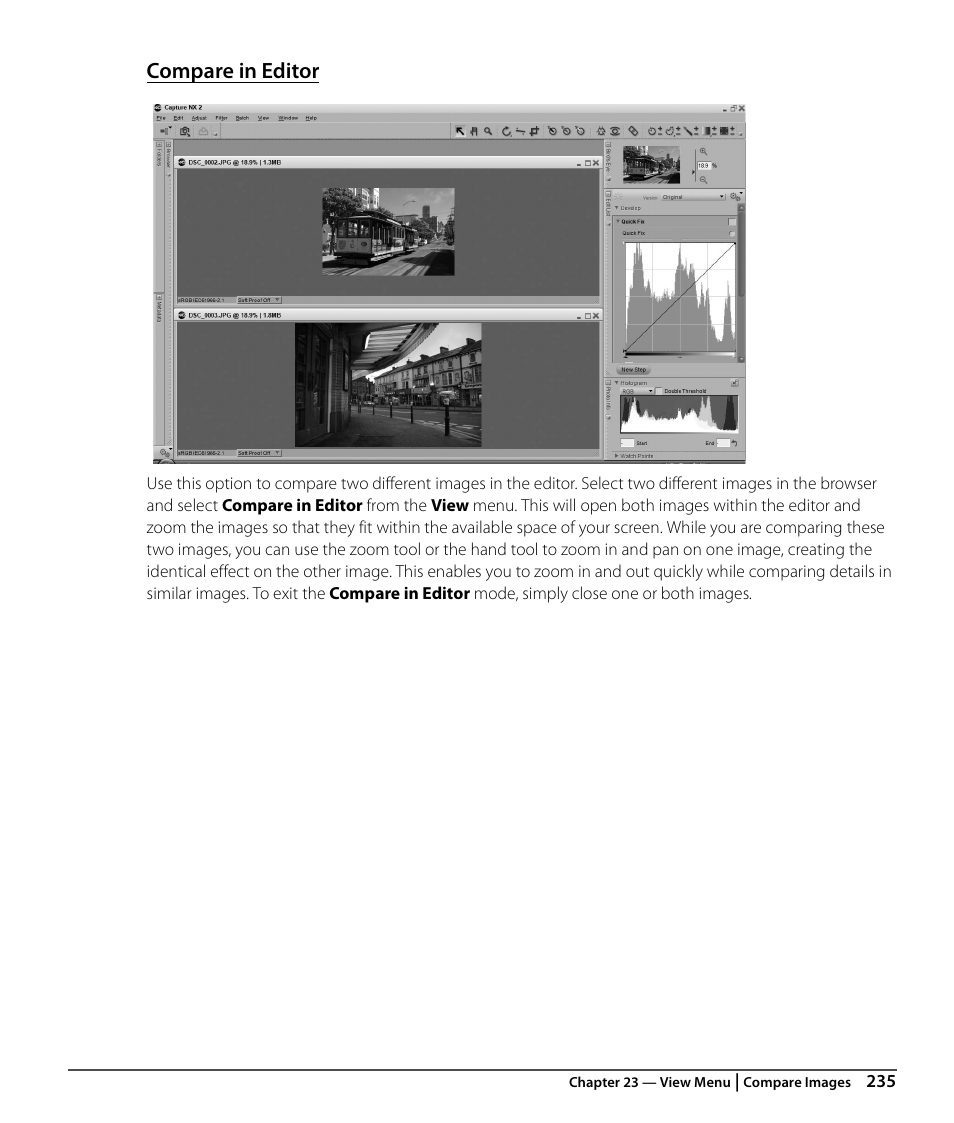 Compare in editor | Nikon CAPTURE NX2 User Manual | Page 237 / 268