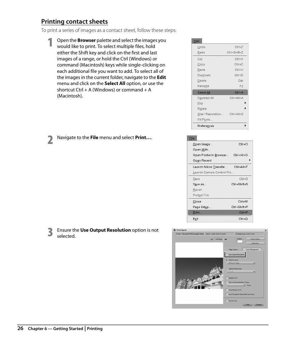 Printing contact sheets | Nikon CAPTURE NX2 User Manual | Page 28 / 268