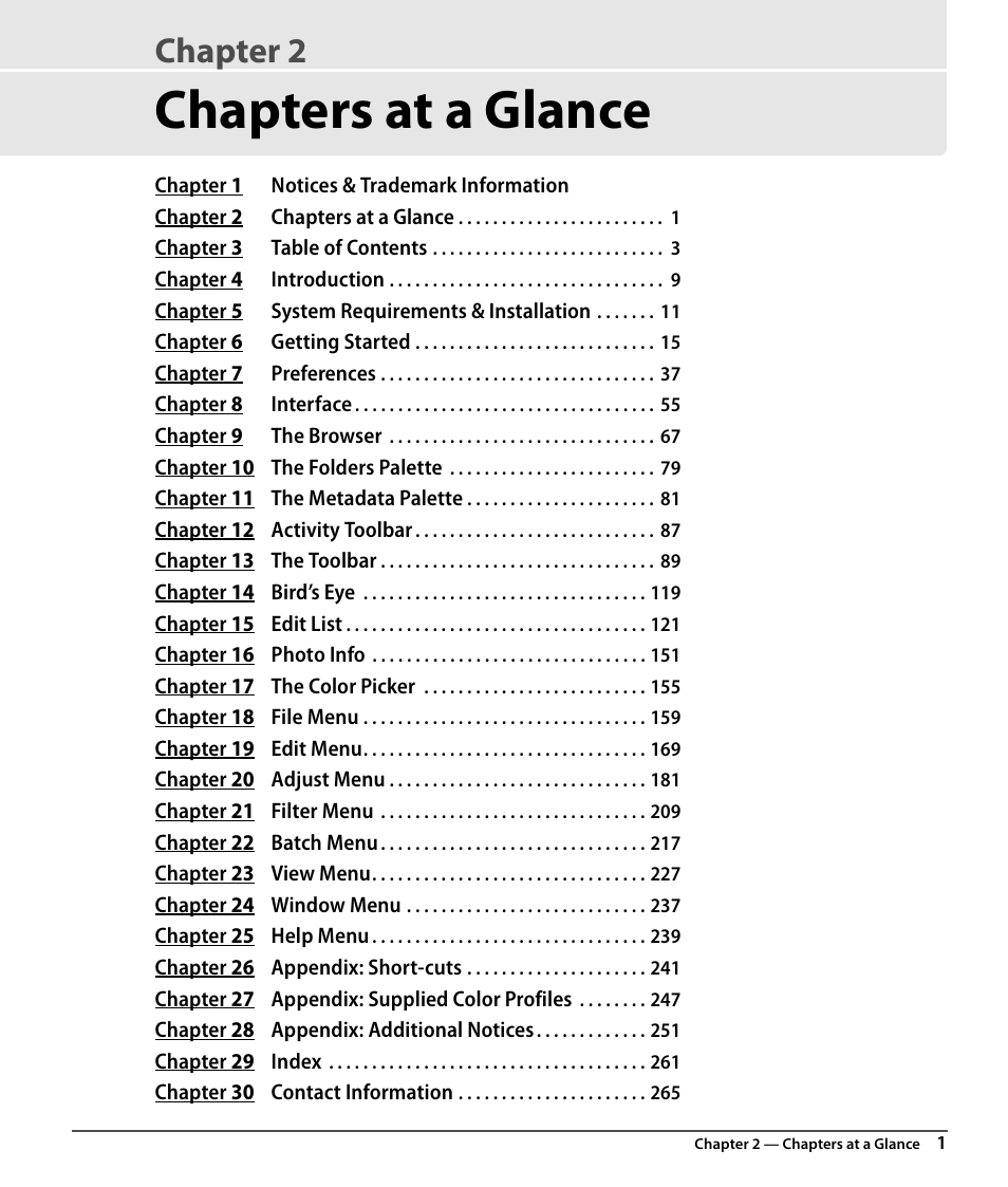 Chapters at a glance, Chapter 2 | Nikon CAPTURE NX2 User Manual | Page 3 / 268