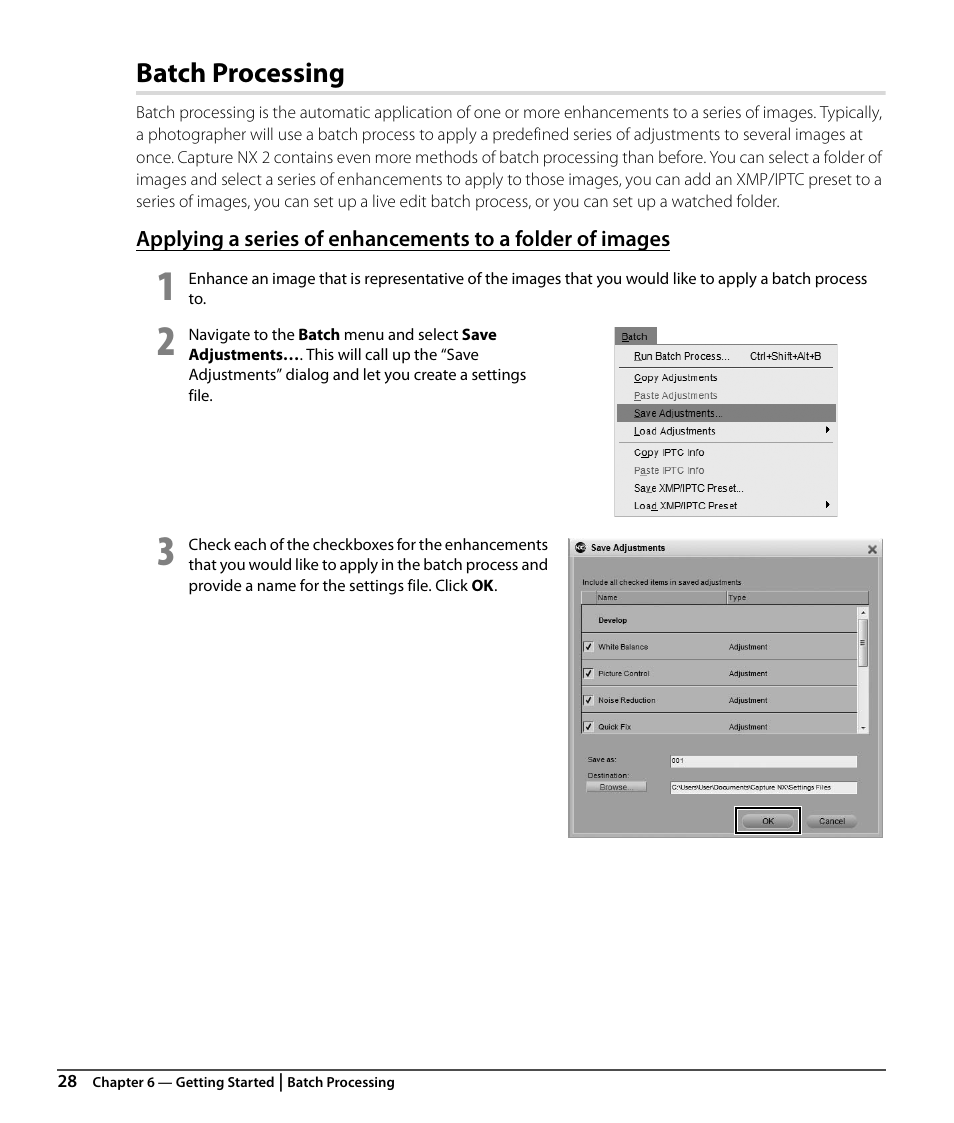 Batch processing | Nikon CAPTURE NX2 User Manual | Page 30 / 268