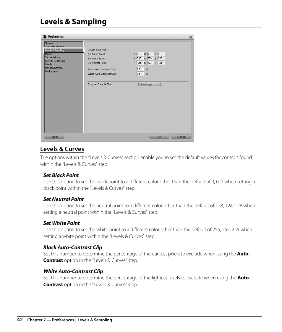 Levels & sampling, Levels & curves | Nikon CAPTURE NX2 User Manual | Page 44 / 268