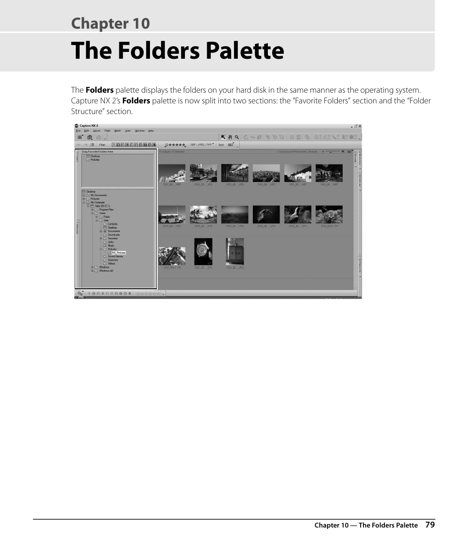 The folders palette, Chapter 10 | Nikon CAPTURE NX2 User Manual | Page 81 / 268