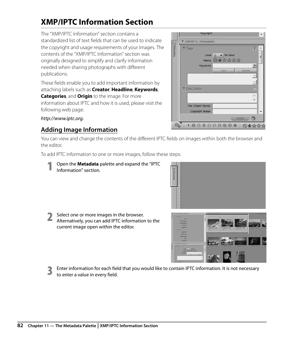 Xmp/iptc information section, Adding image information | Nikon CAPTURE NX2 User Manual | Page 84 / 268