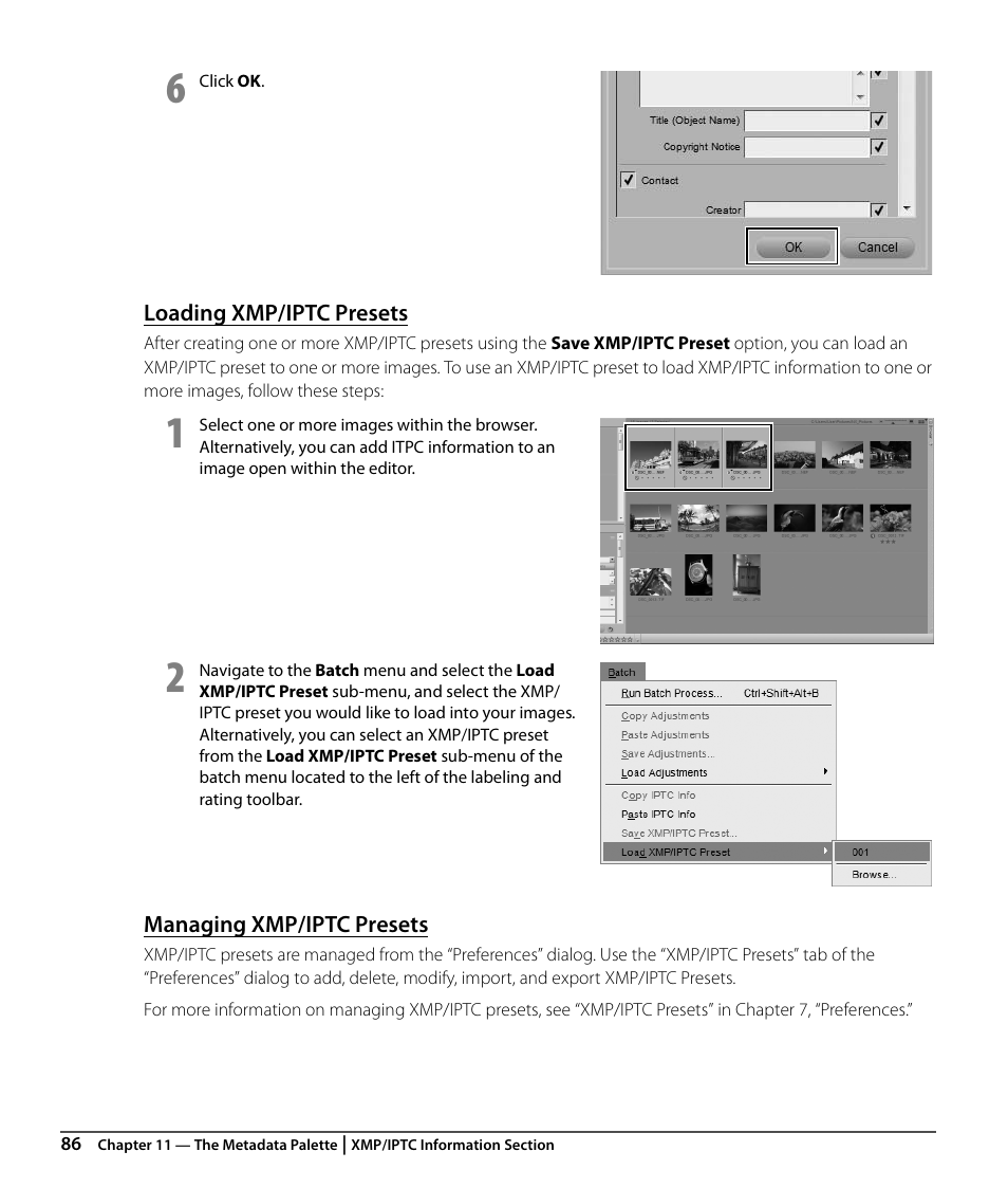 Loading xmp/iptc presets, Managing xmp/iptc presets | Nikon CAPTURE NX2 User Manual | Page 88 / 268