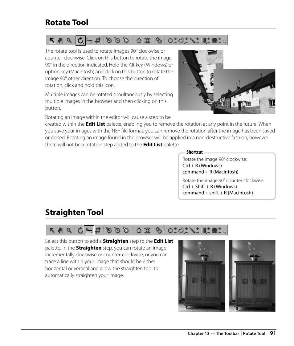 Rotate tool, Straighten tool | Nikon CAPTURE NX2 User Manual | Page 93 / 268