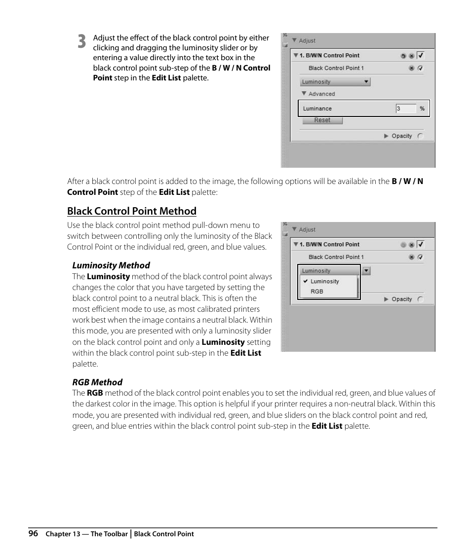 Black control point method | Nikon CAPTURE NX2 User Manual | Page 98 / 268