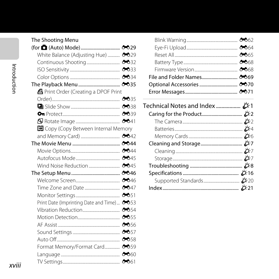 Xviii | Nikon Coolpix L810 User Manual | Page 20 / 136