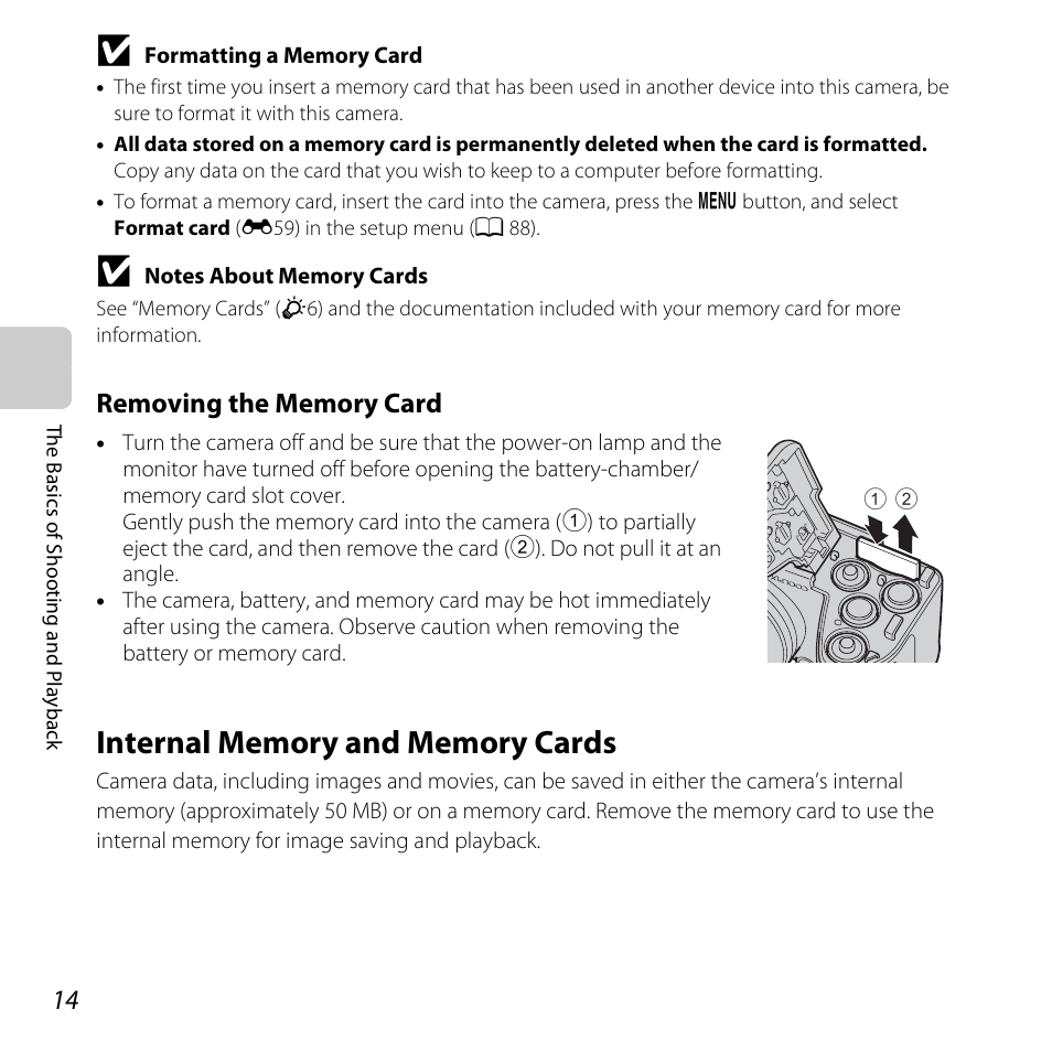 Internal memory and memory cards | Nikon Coolpix L810 User Manual | Page 34 / 136