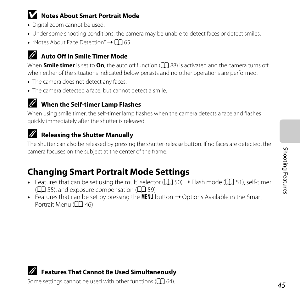 Changing smart portrait mode settings | Nikon Coolpix L810 User Manual | Page 65 / 136