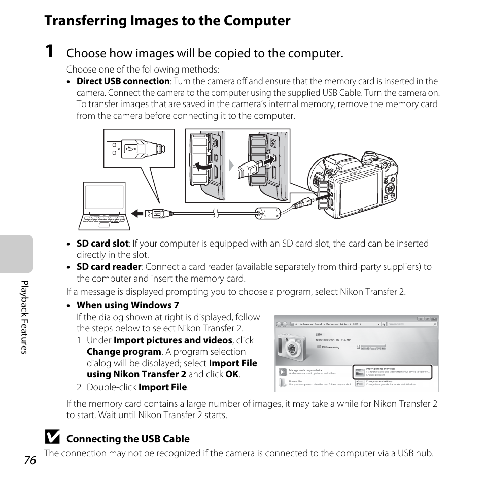 Transferring images to the computer | Nikon Coolpix L810 User Manual | Page 96 / 136