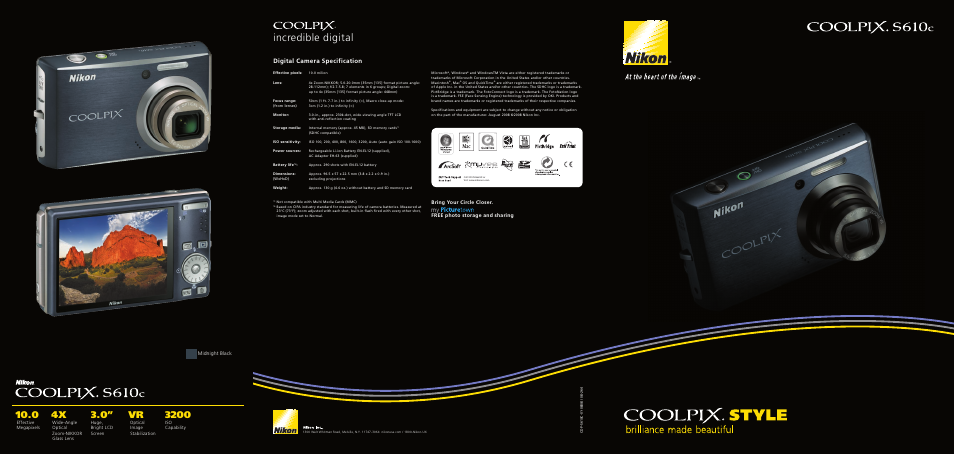 Nikon Coolpix S610c User Manual | 2 pages