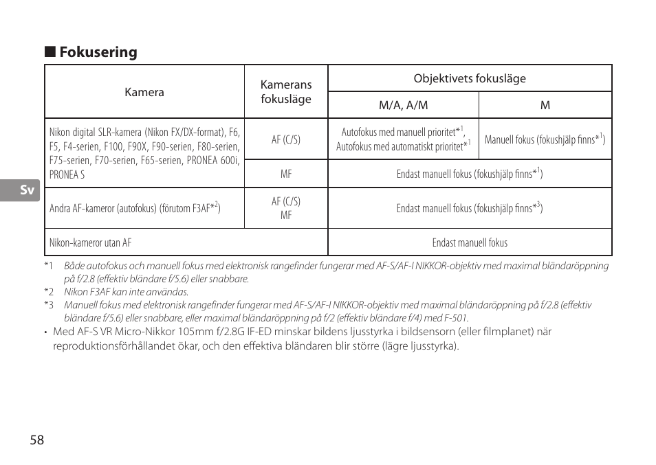 Fokusering | Nikon AF-S TC-20E III User Manual | Page 58 / 148