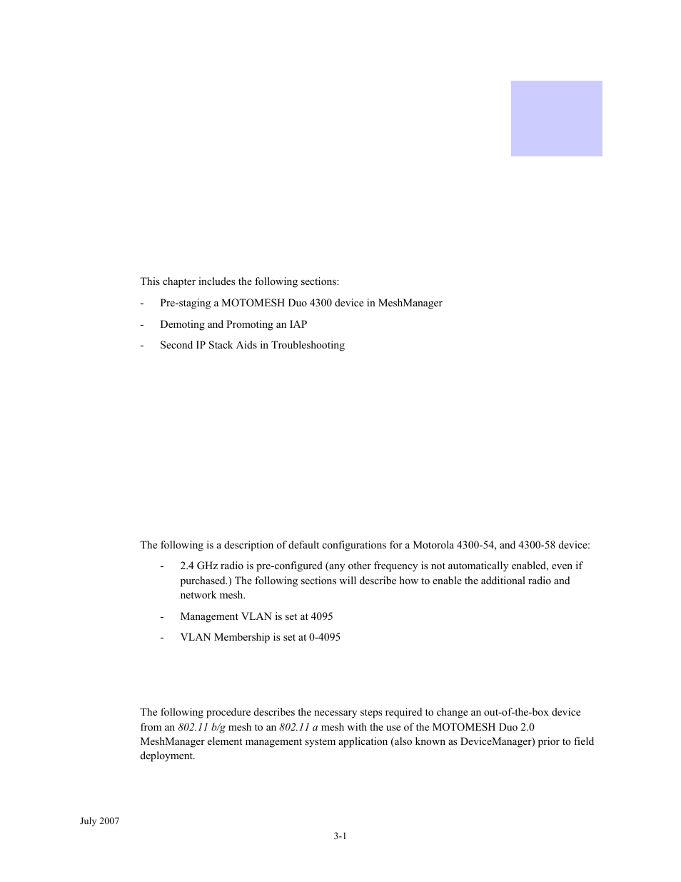 Device configuration, Default device configuration, Chapter 3 | Device configuration -1, Default device configuration -1, Chapter 3: device configuration | Nikon MOTORMESH 4300 User Manual | Page 31 / 74