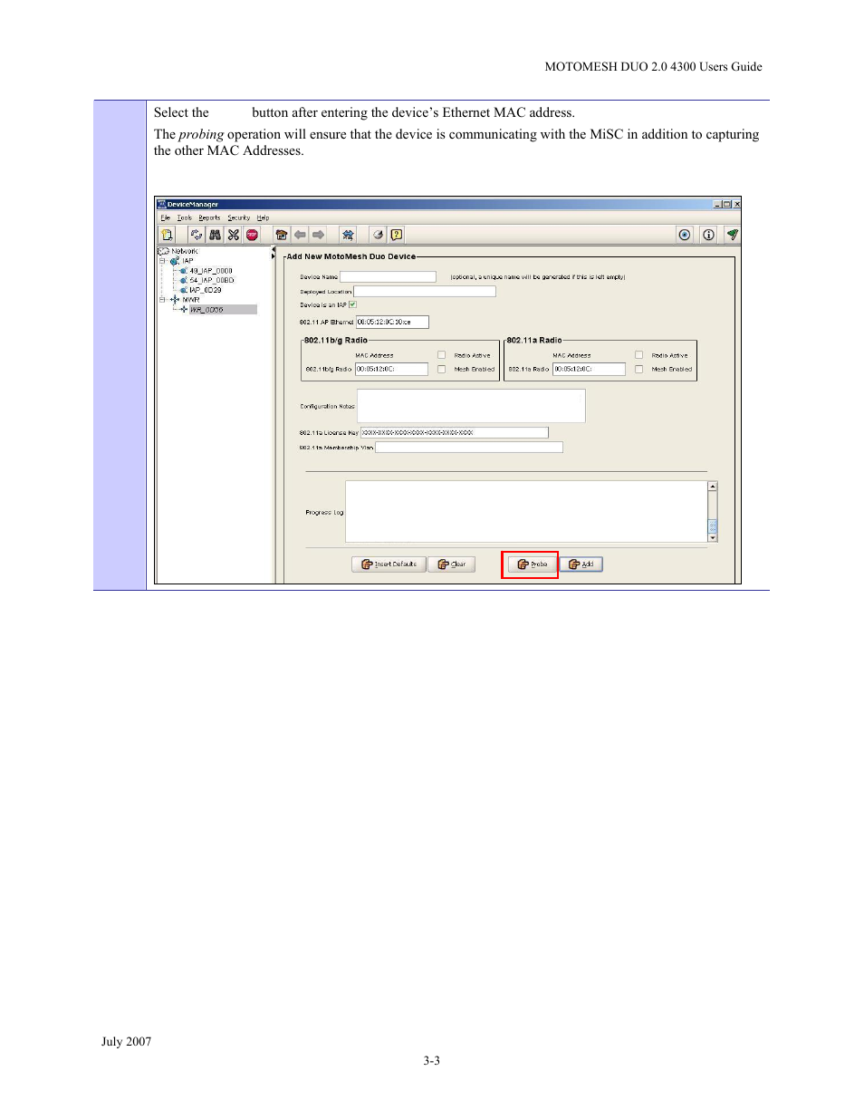 Figure 3-3, Selecting the probe button in meshmanager -3 | Nikon MOTORMESH 4300 User Manual | Page 33 / 74