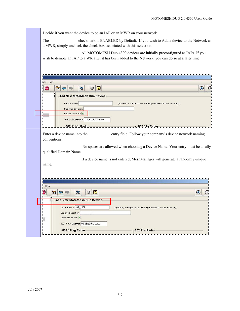 Figure 3-11, Configuring a device to be an iap or wr -9, Figure 3-12 | Entering a device name -9 | Nikon MOTORMESH 4300 User Manual | Page 39 / 74