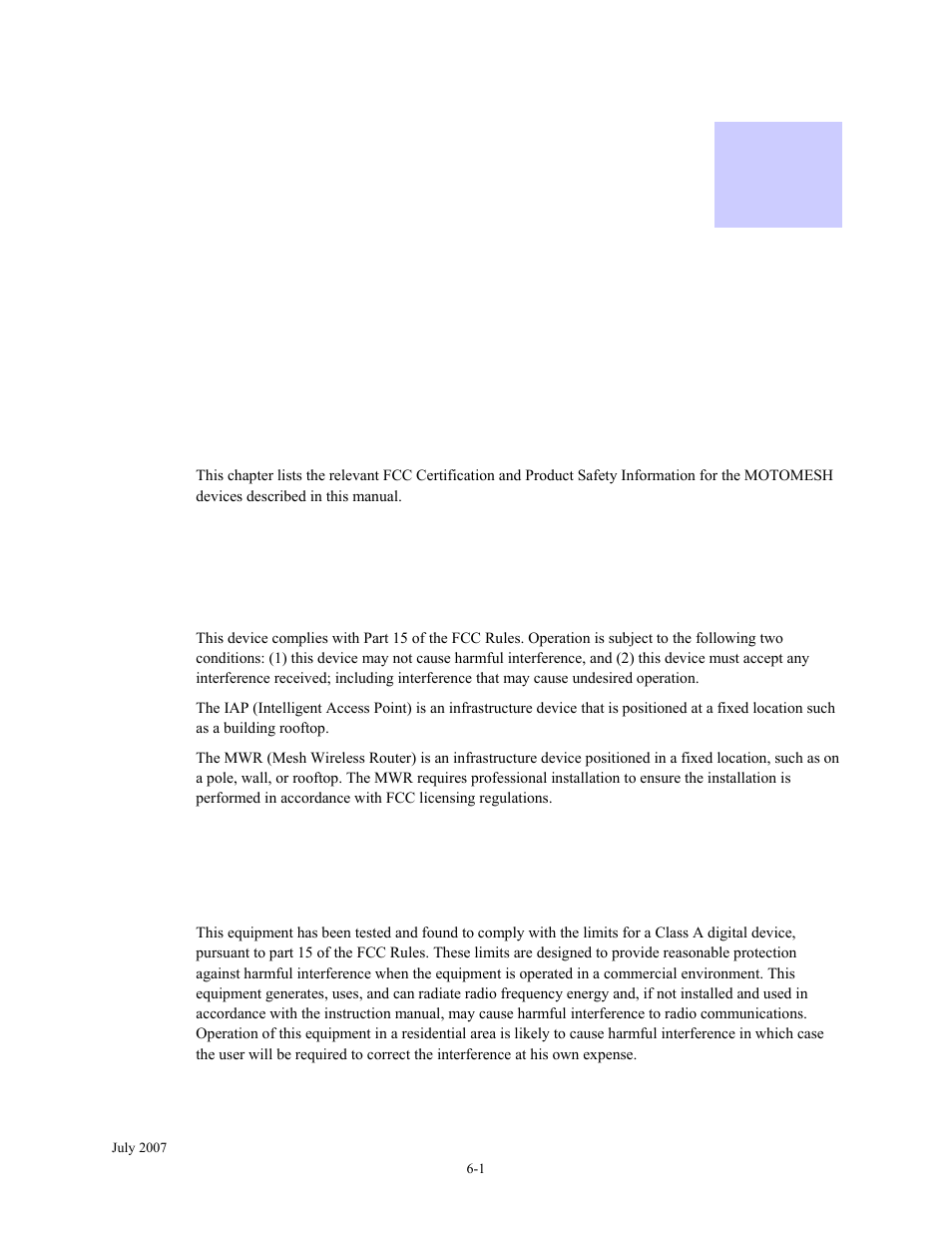 Certification and safety information, Fcc regulatory information, Federal communications commission (fcc) statement | Chapter 6, Certification and safety information -1, Fcc regulatory information -1, Chapter 6: certification and safety information | Nikon MOTORMESH 4300 User Manual | Page 59 / 74