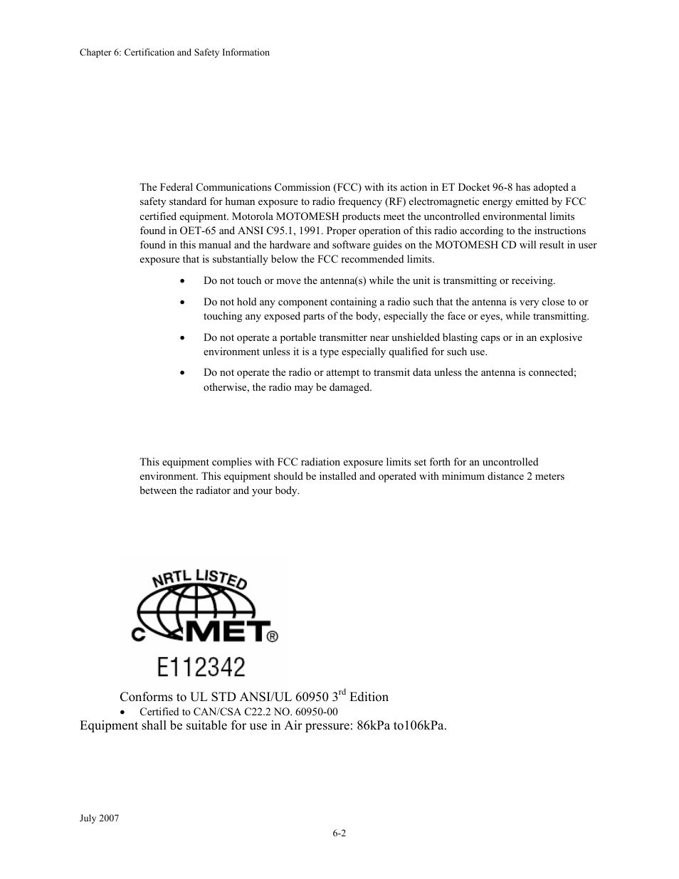 Safety information for the motomesh products, Fcc radiation exposure statement, Safety certification | Safety information for the motomesh products -2, Fcc radiation exposure statement -2, Safety certification -2 | Nikon MOTORMESH 4300 User Manual | Page 60 / 74