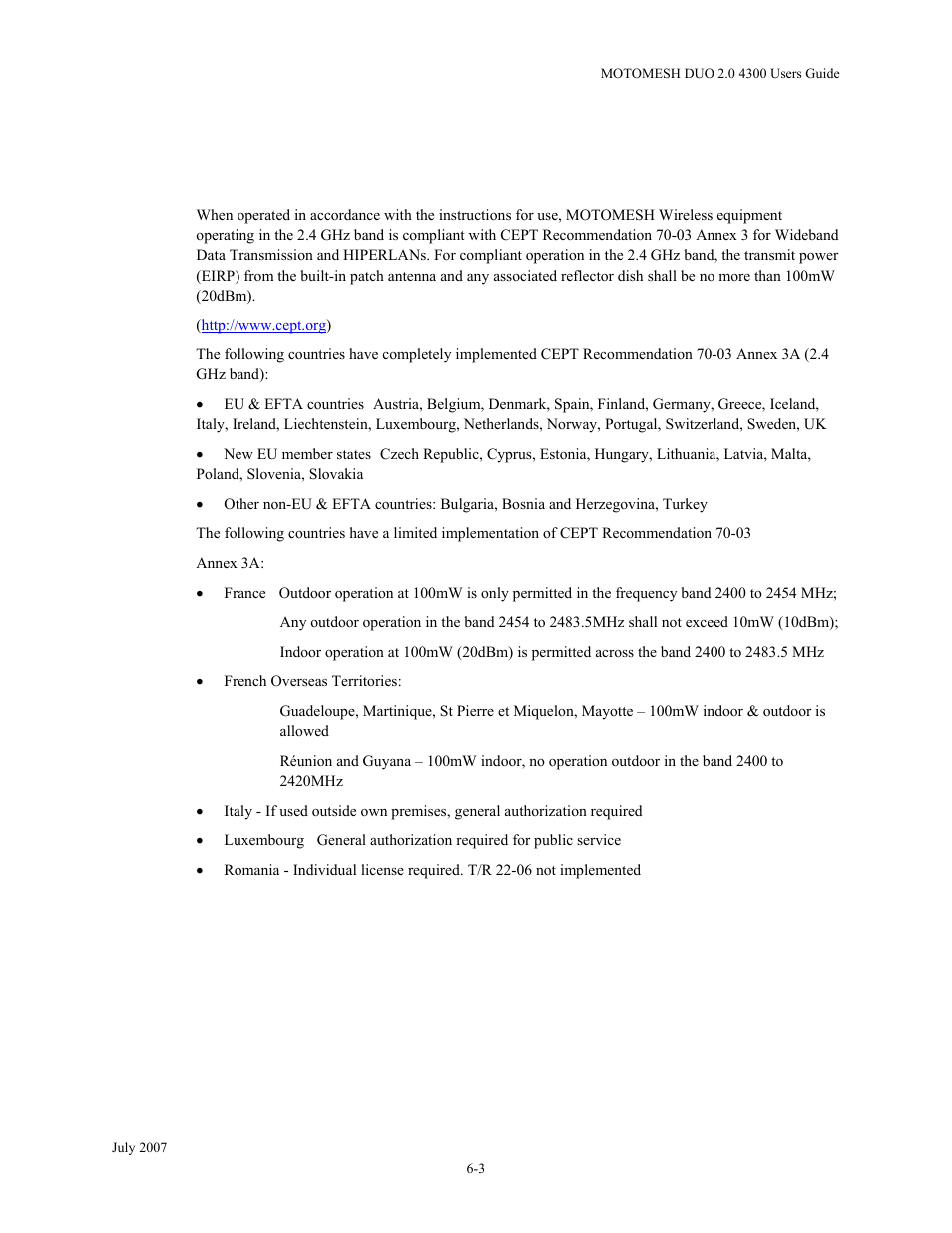 Regulatory requirements for cept member states -3, Regulatory requirements for cept member states | Nikon MOTORMESH 4300 User Manual | Page 61 / 74