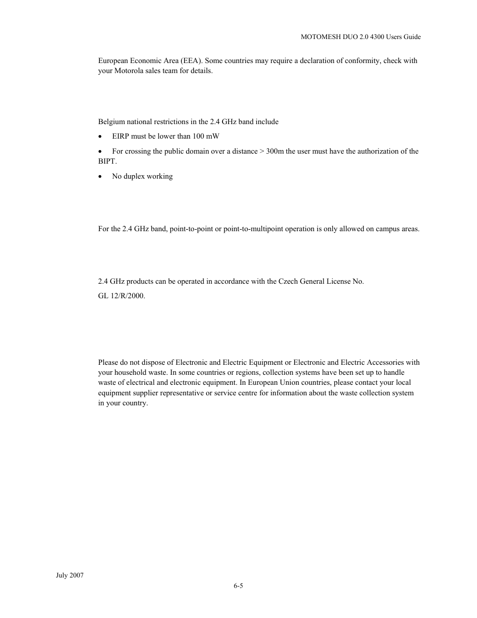 Belgium notification, Luxembourg notification, Czech republic notification | Equipment disposal, Belgium notification -5, Luxembourg notification -5, Czech republic notification -5, Equipment disposal -5 | Nikon MOTORMESH 4300 User Manual | Page 63 / 74