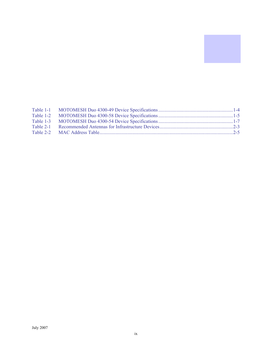 List of tables | Nikon MOTORMESH 4300 User Manual | Page 9 / 74