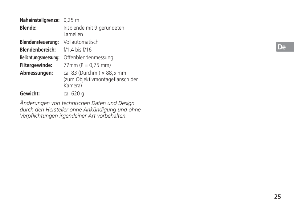 Nikon AF-S Nikkor 24mm f/1.4G ED User Manual | Page 25 / 120