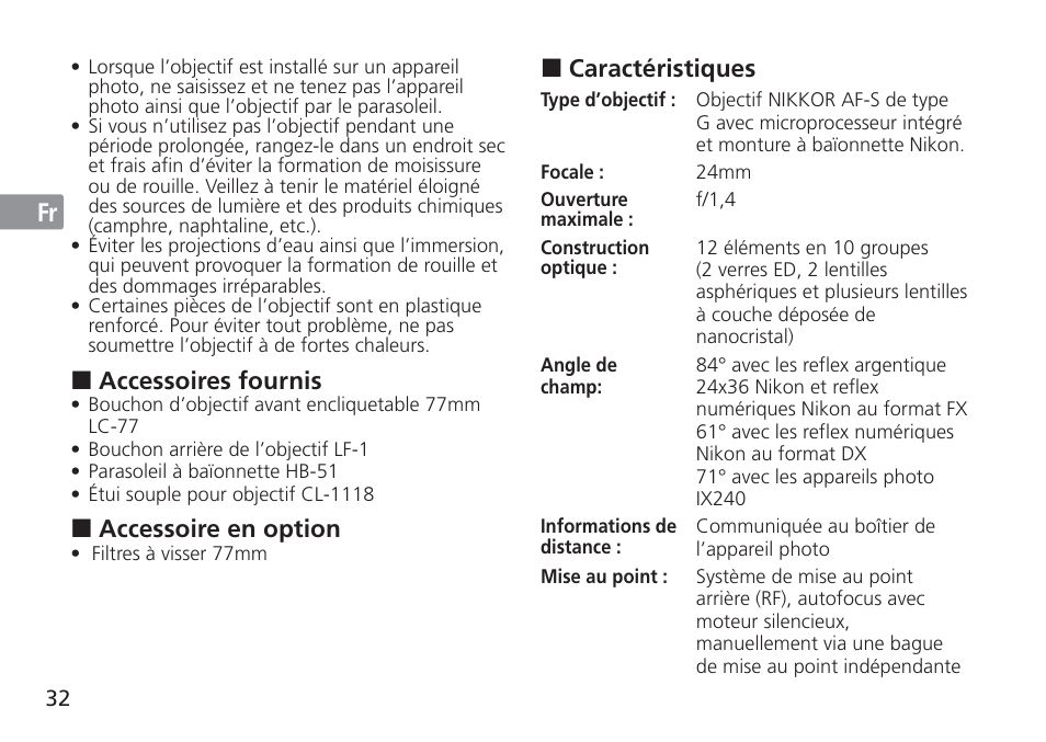 Nikon AF-S Nikkor 24mm f/1.4G ED User Manual | Page 32 / 120