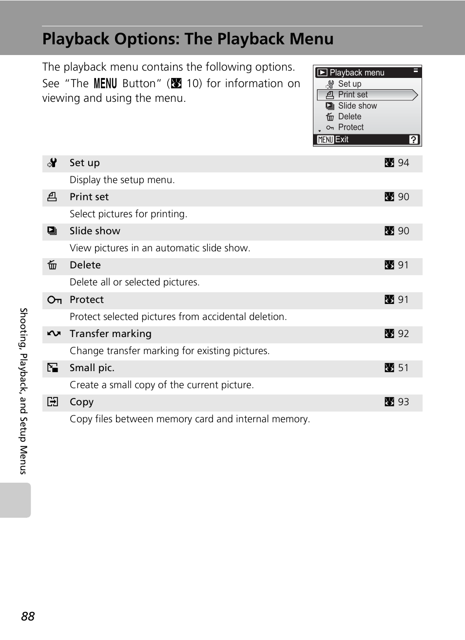 Playback options: the playback menu | Nikon COOLPIX S9 User Manual | Page 100 / 142