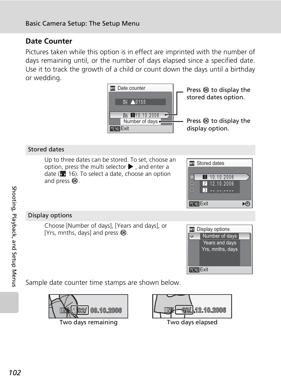 Date counter | Nikon COOLPIX S9 User Manual | Page 114 / 142