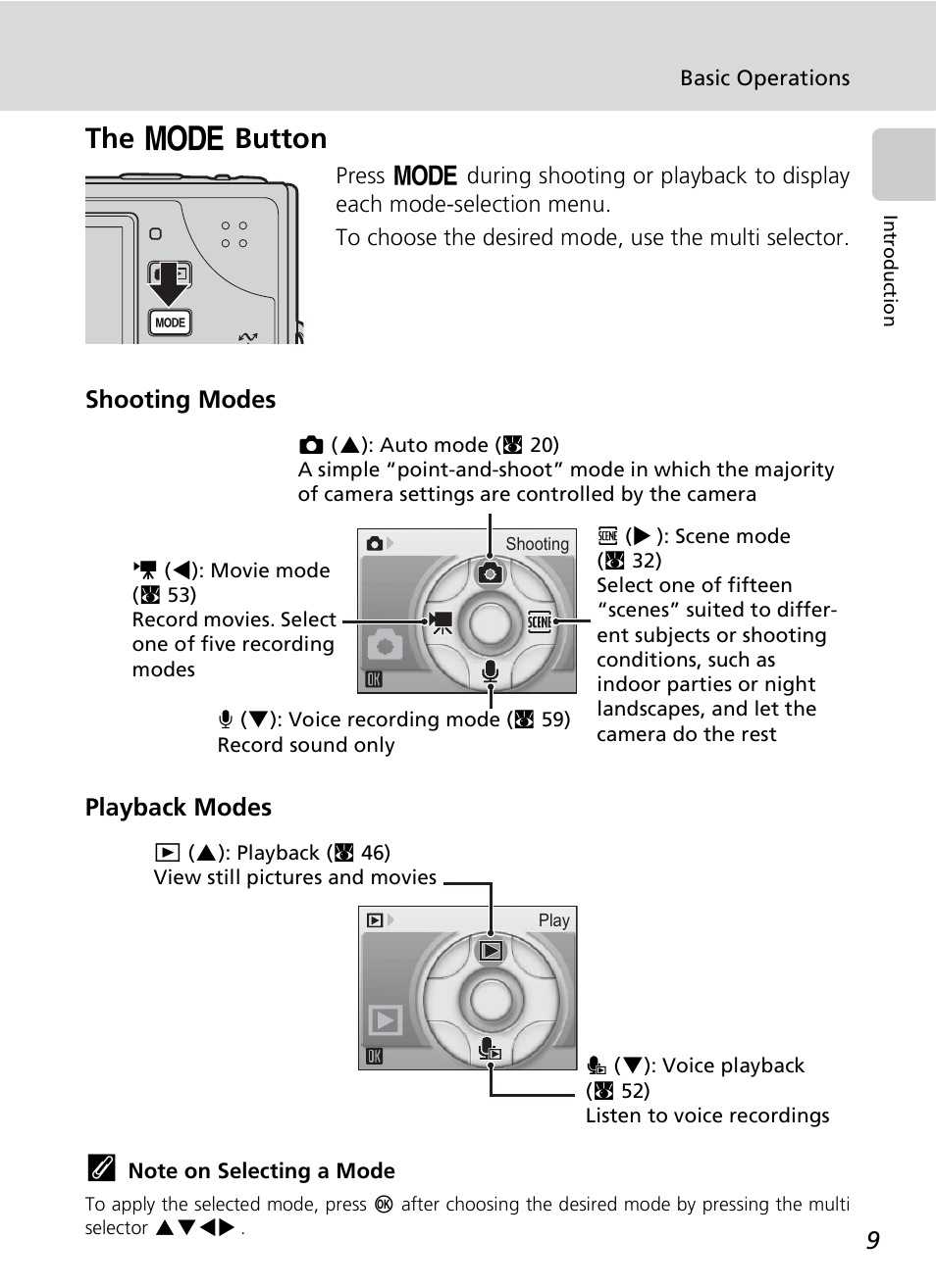 The p button, Shooting modes playback modes | Nikon COOLPIX S9 User Manual | Page 21 / 142