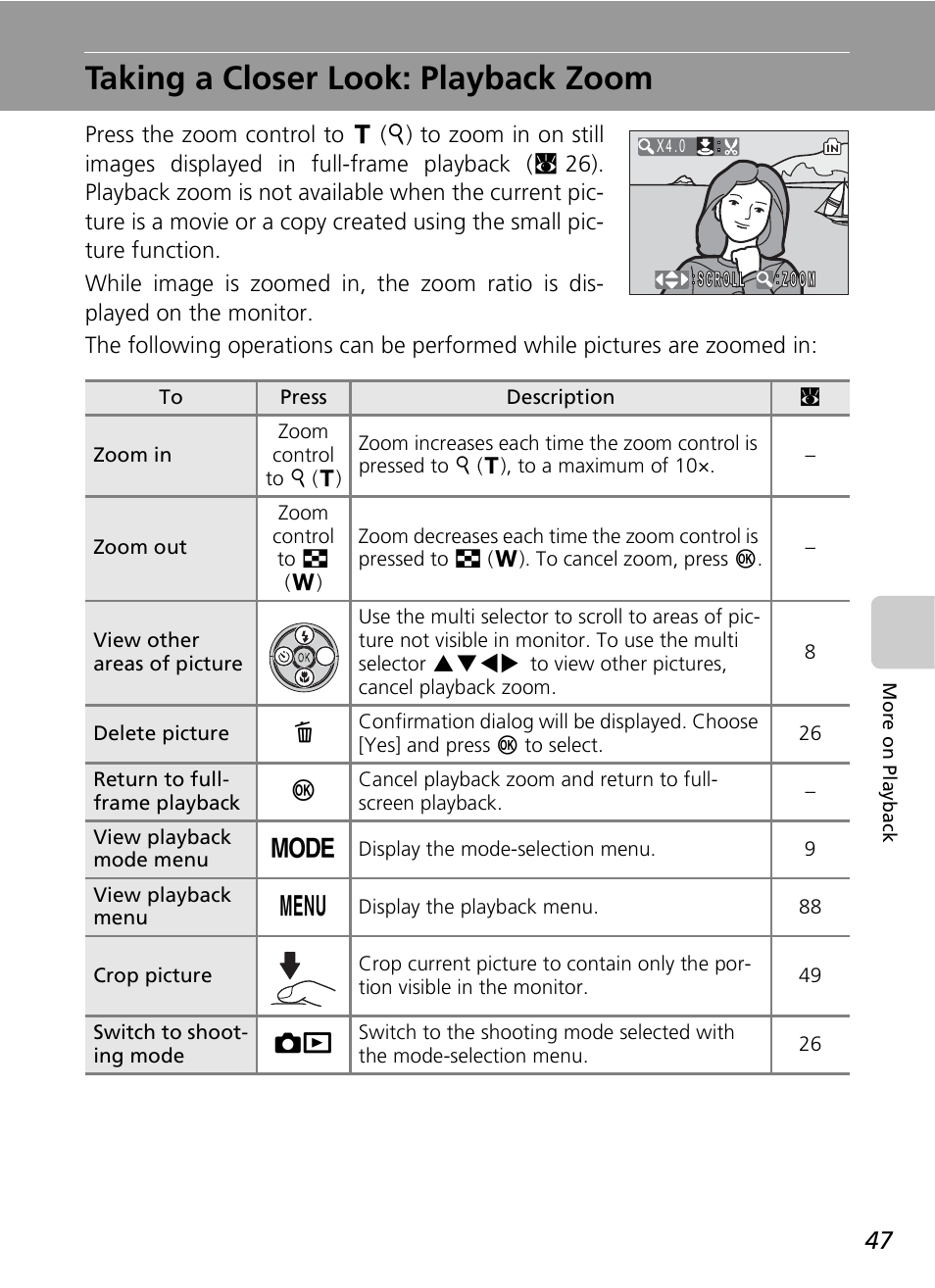 Taking a closer look: playback zoom | Nikon COOLPIX S9 User Manual | Page 59 / 142