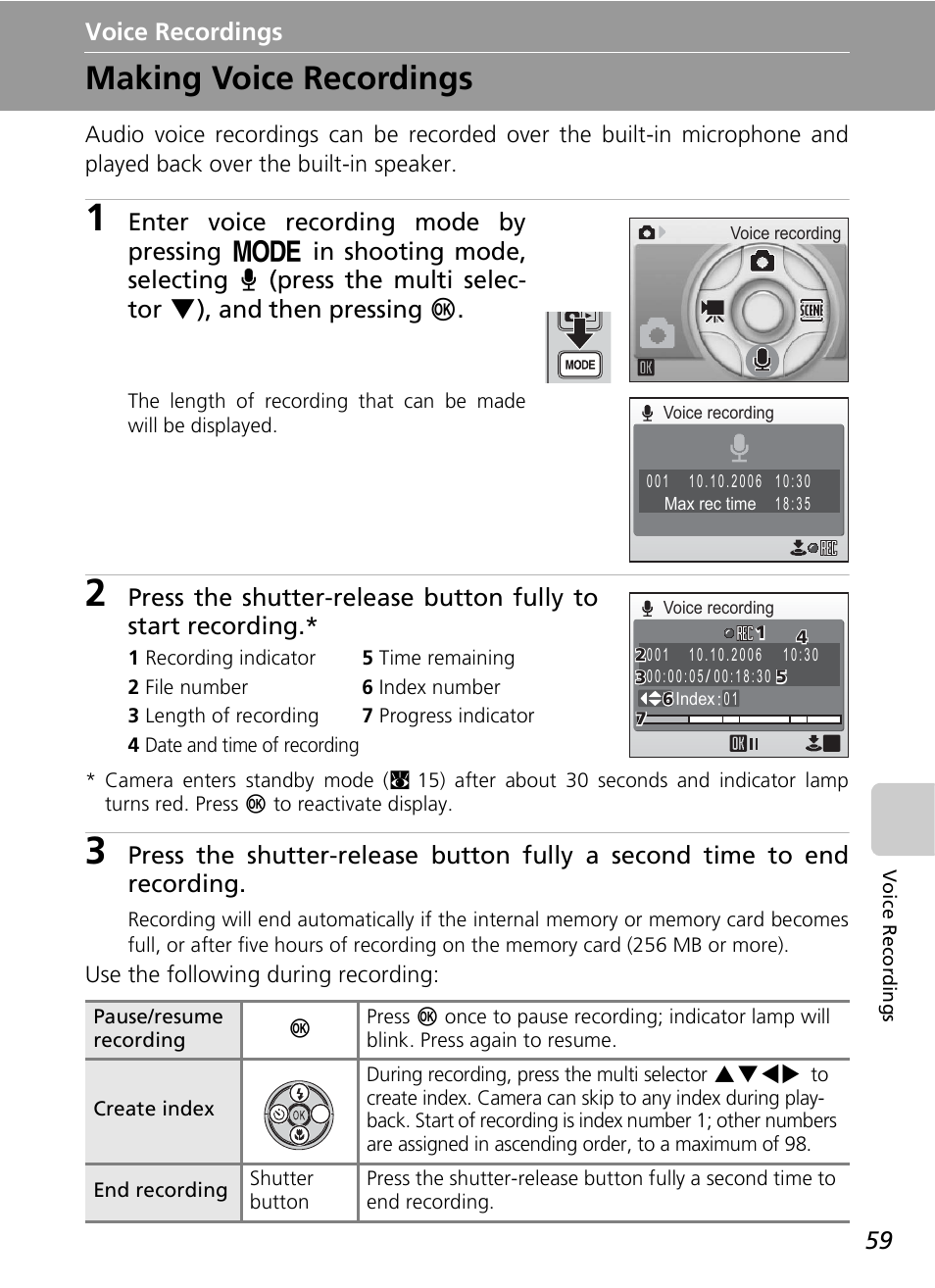 Making voice recordings, Voice recordings | Nikon COOLPIX S9 User Manual | Page 71 / 142