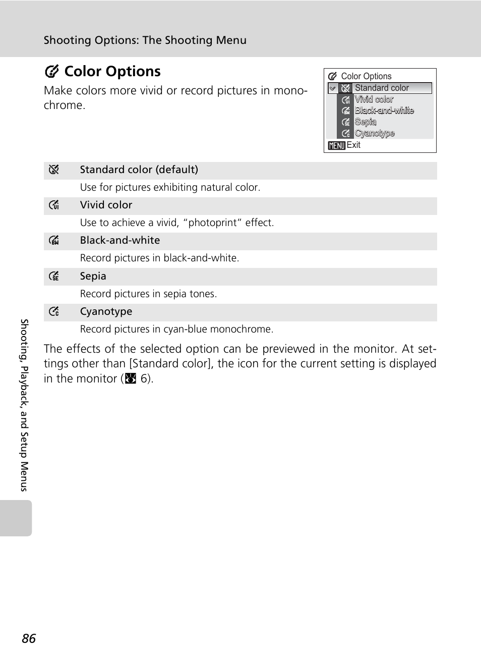 Dcolor options | Nikon COOLPIX S9 User Manual | Page 98 / 142