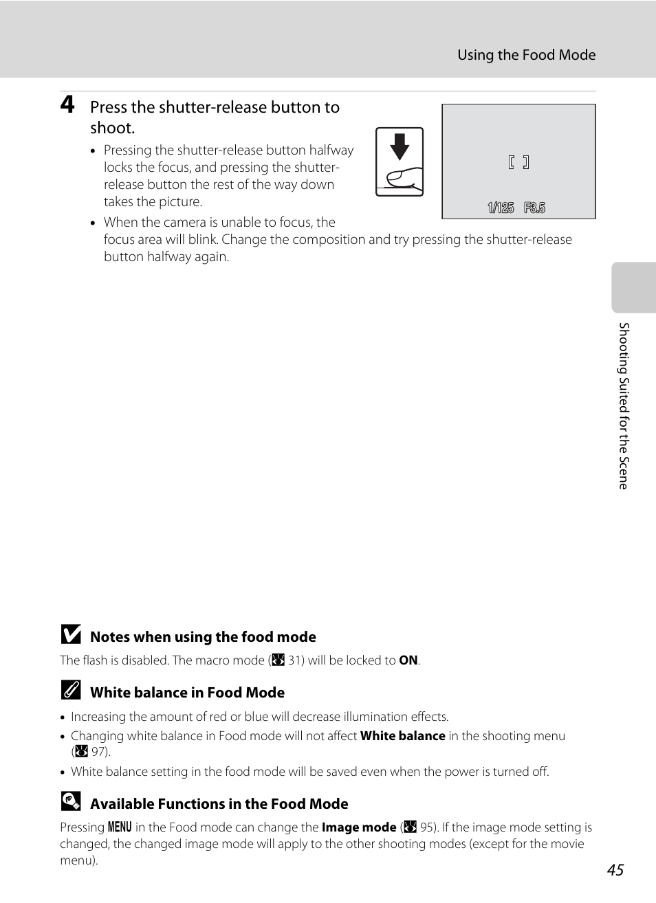 Press the shutter-release button to shoot | Nikon Coolpix S560 User Manual | Page 59 / 172