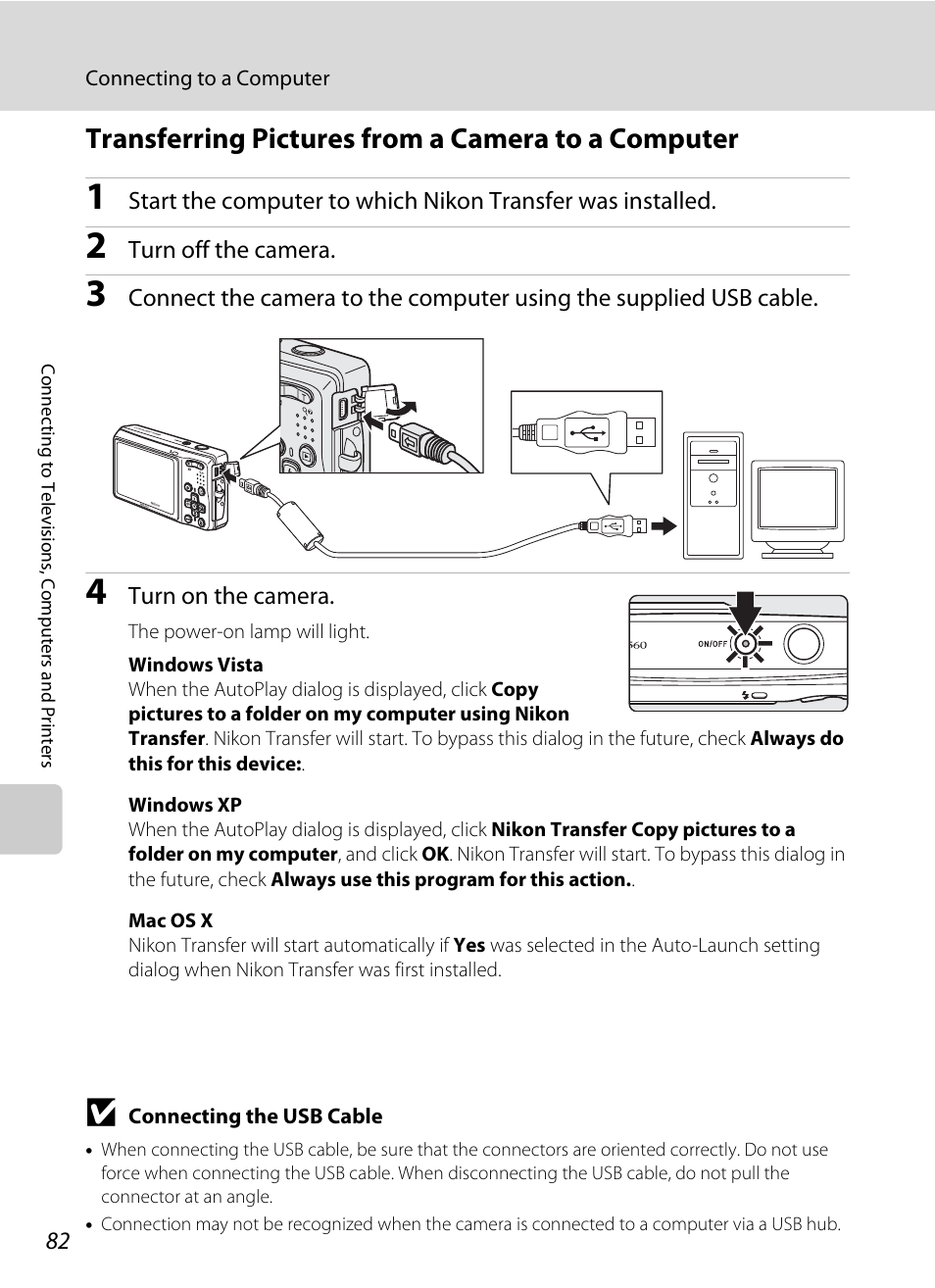 Transferring pictures from a camera to a computer | Nikon Coolpix S560 User Manual | Page 96 / 172