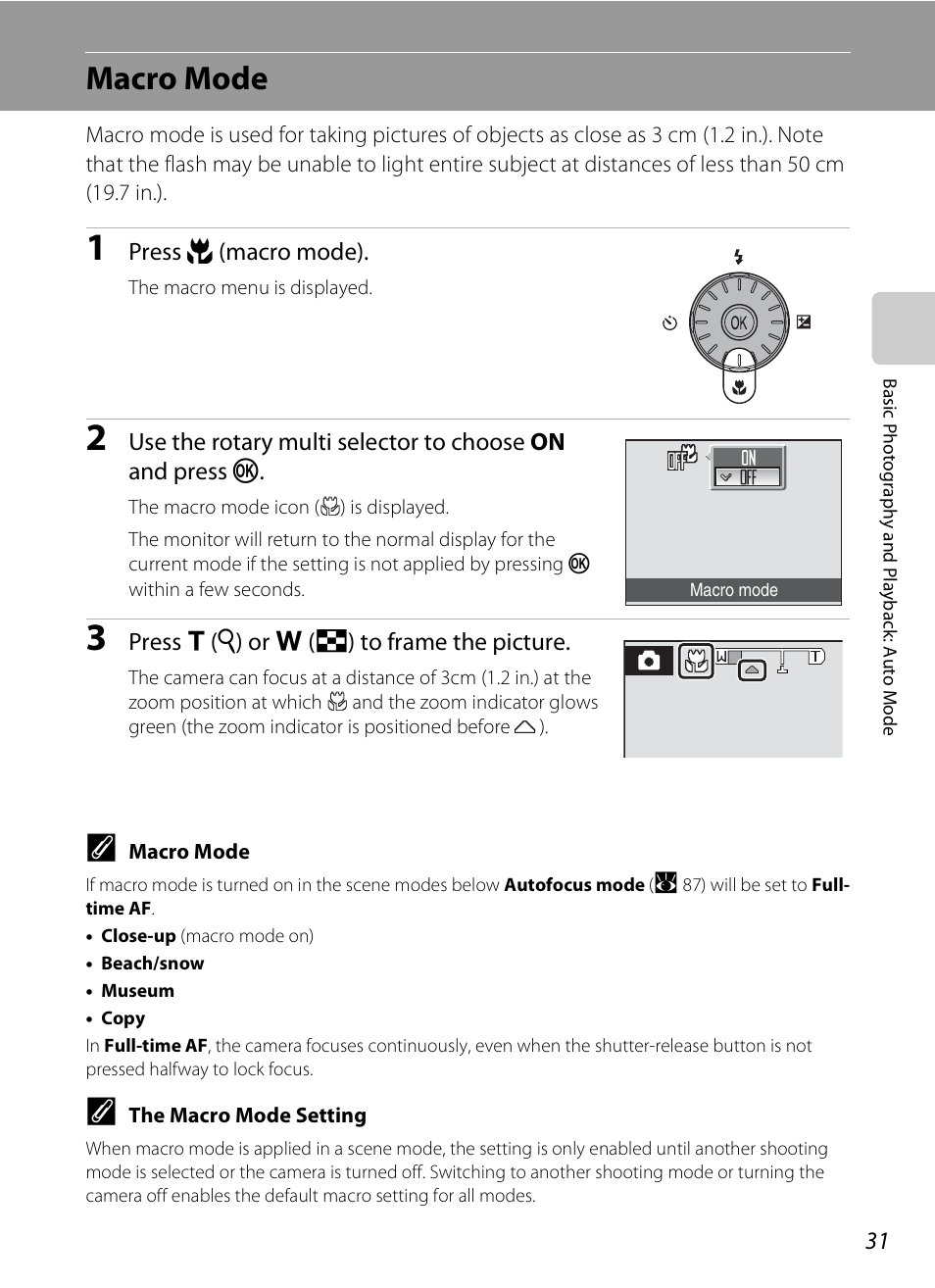 Macro mode, A 31) m, A 31) an | Nikon Coolpix S600 User Manual | Page 43 / 144