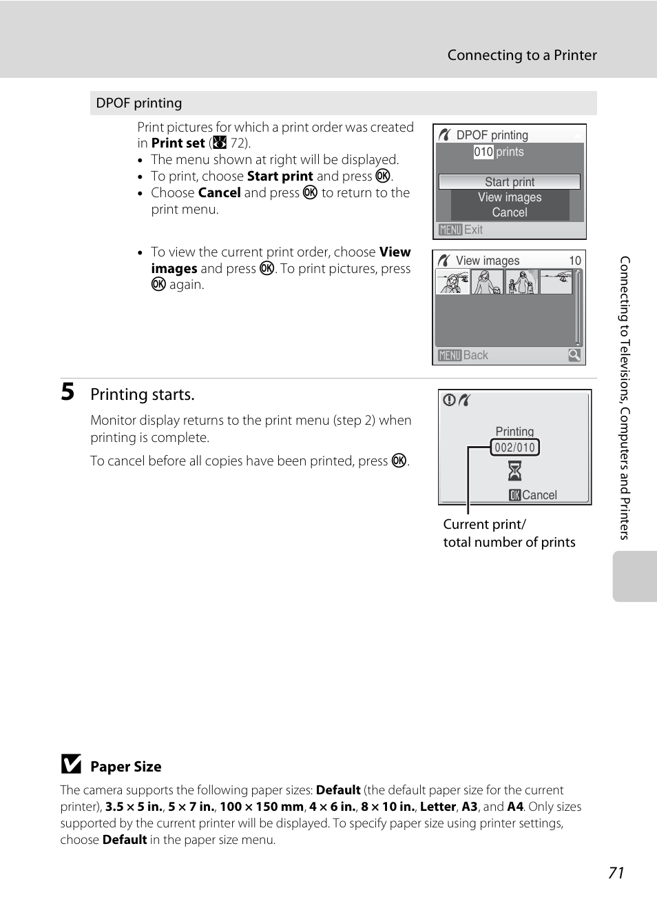 Printing starts | Nikon Coolpix S600 User Manual | Page 83 / 144