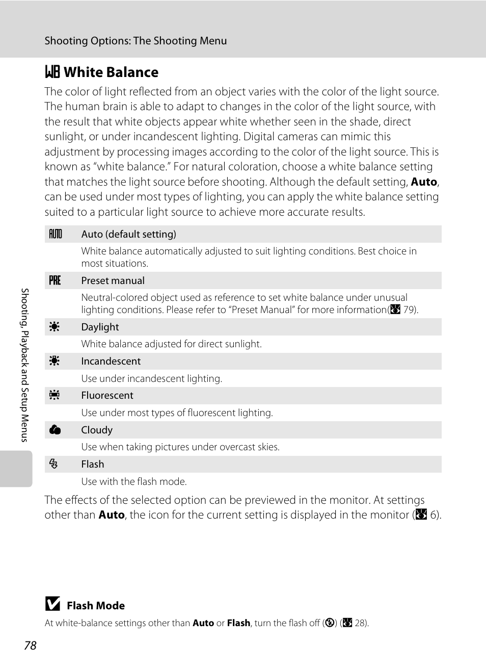 White balance, B white balance, A 78) | A 78 | Nikon Coolpix S600 User Manual | Page 90 / 144